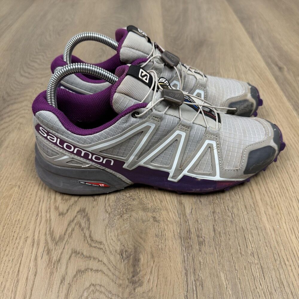 Salomon Speedcross 4 Shoes Womens Size 8 Gray Purple Trail Running Sneakers
